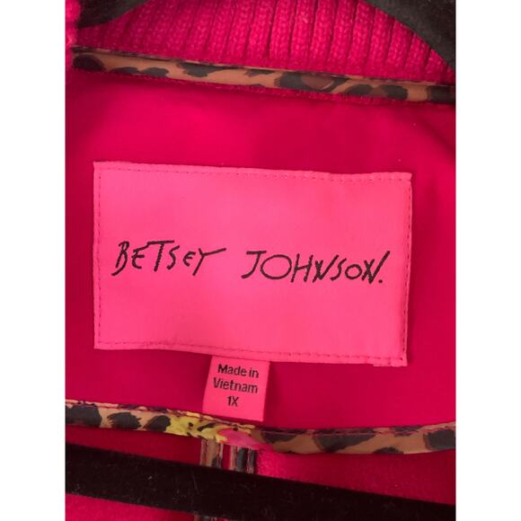 Betsy Johnson Y2K Hot Pink Cheetah Trim Jacket 1X - Picture 3 of 4